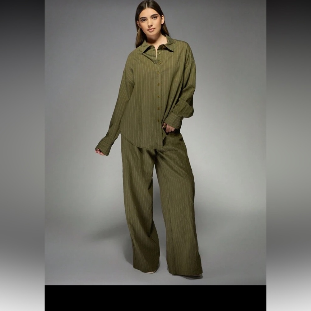 Misguided Olive Green Women's Pants & Top Set